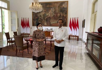 Ketua DPR Puan Maharani saat bertemu Presiden Joko Widodo di Istana Bogor, Rabu (6/4/2022).