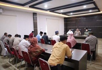 Polres Lingga bersama PCNU dan Kemenag Kabupaten Lingga, saat rapat Koordinasi