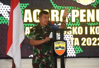 Pangdam I/BB memberikan arahan dalam penutupan latihan Posko I Korem 023/KS. Rabu (27/4/2022)