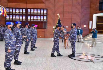 Kasal pimpin upacara kenaikan pangkat perwira tinggi TNI AL di Mabesal Cilangkap. Rabu (27/4/2022)
