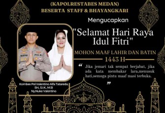 Kapolrestabes Medan ucapkan selamat Idul Fitri 1443 H. Senin (01/03/2022)