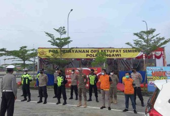 Pos pam mudik lebaran di rest area 575 A Ngawi. Selasa (03/02/2022)