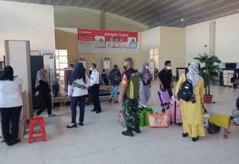 Bandara H Asan Sampit mulai di padati penumpang arus balik. Kamis (05/05/2022)