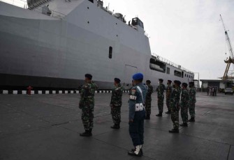 Apel kesiapan personil KRI Banda Aceh-593 sebelum bertolak ke Semarang. Sabtu (07/05/2022)