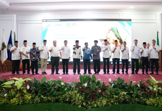 Foto bersama usai Rakorwasin Keubangda Provinsi Bengkulu Tahun 2022, di Gedung Daerah Balai Raya Semarak Bengkulu, Rabu (18/5/2022)