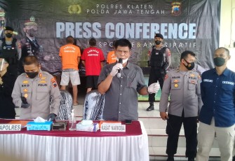 Konferensi Pers Polres Klaten, ungkap jaringan pengedar Sabu, Rabu (25/5/2022)