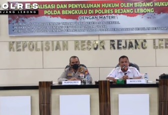 Sosialisasi Hukum/Penyuluhan Hukum bagi anggota, di aula Wirapratama Polres Rejang Lebong, Rabu (26/05/2022).