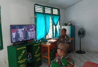 Personel Kodim 1310/Bitung, saat mengikuti upacara peringatan hari lahir Pancasila, Rabu (1/6/2022).