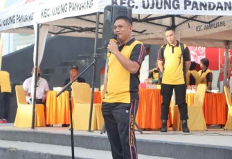 Polrestabes Makassar adakan senam bersama sambut HUT Bhayangkara 