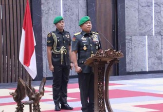 Kasad saat melantik empat pejabat TNI AD di Mabesad