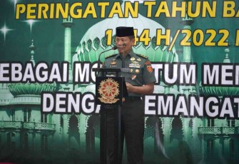Kaskostrad saat memberikan sambutan peringati tahun baru islam di masjid Asy Shuhada Jakarta 