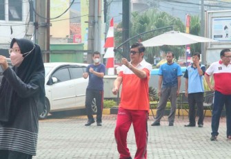 Senam pagi bersama pegawai Kanwil Kemenkumham Banten dan DKI Jakarta 