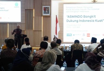 MenkopUKM Teten Masduki saat acara pelantikan DPP Asmindo di Jakarta, Selasa (27/9)