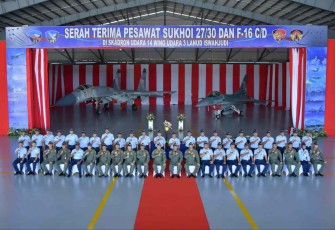 Kasau bersama jajaran lanud Iswahyudi dan skadron udara 14. Rabu (28/9)