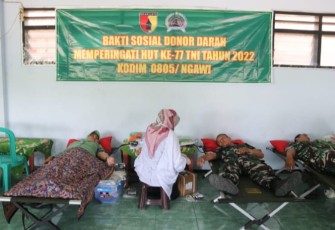 Donor darah Kodim 0805/Ngawi, Kamis (29/9)