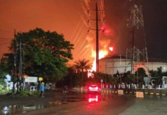 Stasiun pengisian solar terbakar di kawasan area pelabuhan PT Pelindo Ciwandan Kota Cilegon, Sabtu (1/10)