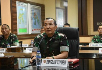 Pangdam Hasanuddin Mayjen TNI Dr. Totok Imam Santoso saat vicon