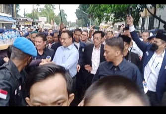 Capres Anies Baswedan saat di istana Maimun Medan, Jum'at (4/11)