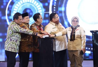 Dirjen Pol & Pum Bahtiar saat launching IKP Pemilu 2024 di Jakarta 