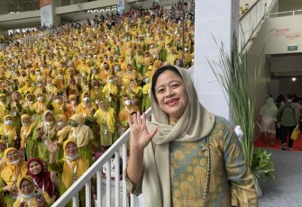 Puan Maharani saat menghadiri Muktamar Muhammadiyah di Solo Jawa Tengah 