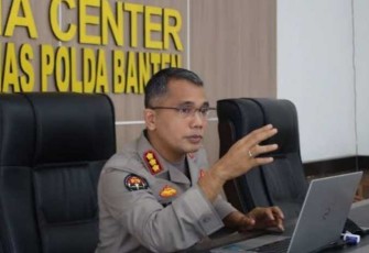 Kabidhumas Polda Banten saat menjelaskan Tidak Ada Intimidasi Lomba Menembak bersama Media