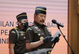 Jaksa Agung RI ST Burhanuddin saat melantik pejabat eselon II di Jakarta 
