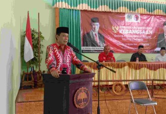 H. Gunawan HS, S.H., M.Hum, saat sambutan Wasbang, di Gedangan Kabupaten Malang, Minggu (30/10/2022). 