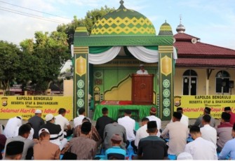 Saat Sholat Idul Adha di Sat Brimobda Polda Bengkulu