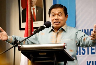 Sekjen Kemendagri Suhajar Diantoro pada Workshop Peningkatan Kapasitas dan Arah Kebijakan Reformasi Birokrasi, Sistem Manajemen ASN, serta Penerapan Sistem Akuntabilitas Kinerja Instansi Pemerintah dan Peningkatan Kapasitas Penyelenggaraan Pemerintah Daerah Kabupaten Konawe Tahun 2022 di Hotel JW Marriott Nusa Dua, Bali, Sabtu (8/10/2022). 