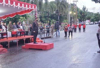 Walikota Bitung bersama Wakil Walikota dan unsur forkopimda saat mengikuti kegiatan upacara Taptu