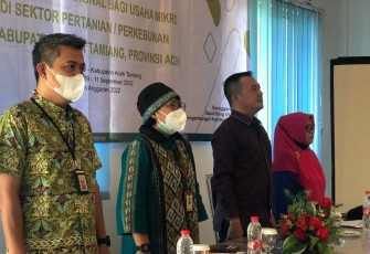 Sekretaris Deputi Usaha Mikro KemenKopUKM, A.H Novieta, pada acara pembukaan Pelatihan bagi Usaha Mikro di Sektor Pertanian/Perkebunan di Kabupaten Aceh Tamiang Provinsi Aceh, Jumat (9/9/2022).