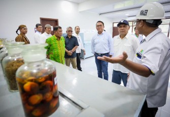 MenKopUKM Teten Maaduki saat di lokasi pabrik kelapa sawit, Deli Serdang, Sumatera Utara, Jumat (2/12).