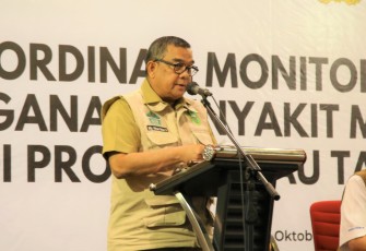 Wakil Gubernur Provinsi Riau, Edy Natar Nasution membuka Rapat Koordinasi Monitoring dan Evaluasi Penangan Penyakit Mulut dan Kuku (PMK) di Provinsi Riau, Senin (17/10).