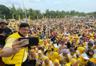 Wasekjen DPP Andika Hazrumy saat sapa masyarakat
