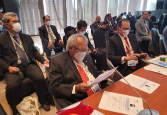 Menteri PUPR Basuki Hadimuljono saat menghadiri World Water Forum (WWF) ke-9 tengah berlangsung di Dakar, Selasa  (22/3/2022).