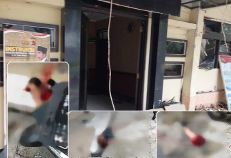 Pasca peristiwa ledakan diduga bom bunuh diri di Mapolsek Astanaanyar, Bandung, Rabu (07/11/2022).