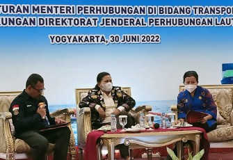 Sosialisasi Peraturan Menteri Perhubungan di bidang transportasi laut, Kamis (30/6) kemarin.