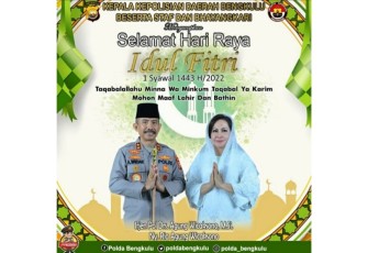 Kapolda Bengkulu, Staf dan Bhayangkari Mengucapkan Selamat Hari Raya Idul Fitri 1443 H