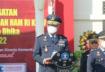 Upacara Hari Dharma Karya Dhika Tahun 2022 turut diperingati oleh jajaran Kantor Wilayah Kemenkumham Banten bertempat di Lapangan Upacara Kanwil Kemenkumham Banten, Jum’at (19/08).