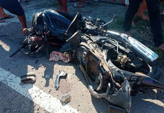Kondisi kendaraan pasca lakalantas terseret truk