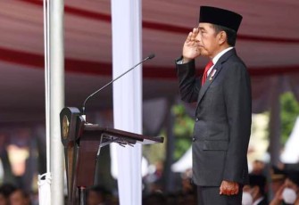 Presiden Joko Widodo saat peringatan hari Kesaktian Pancasila di Monumen Pancasila Sakti Lubang Buaya, Sabtu (1/10).