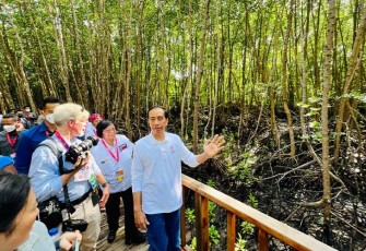 Presiden Jokowi saat Ajak Wartawan Berteduh di Tempat VVIP Tahura