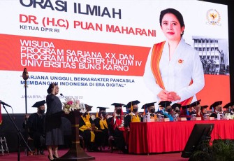 Puan Maharani pada saat Orasi Ilmiah di UBK