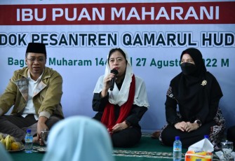 Ketua DPR RI Puan Maharani saat kunjungi Pondok Modern Darussalam Gontor (PMDG), Ponorogo, Jawa Timur, Rabu (7/9/2022).