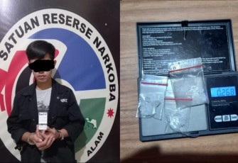 Tersangka dan barang bukti saat diamankan
