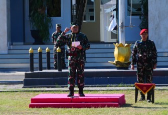 Panglima TNI Laksamana TNI Yudo Margono, S.E., M.M. saat menutup acara Latihan Gabungan TNI Dharma Yudha Tahun 2023, bertempat di Puslatpur  Marinir 5 Baluran Asembagus, Jawa Timur, Selasa (1/8/2023).