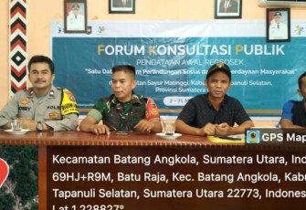 Bhabinkamtibmas Polsek Batang Angkola, Aipda Bobby Rahman, hadiri sosialisasi atau Forum Konsultasi Publik (FKP) pendataan awal registrasi sosial ekonomi (Regsosek) tahun 2023, Rabu (3/5/2023) pagi.