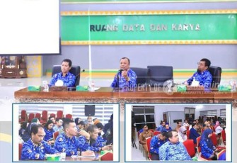 Rapat persiapan laporan kinerja instansi pemerintah tahun 2022 diruang Data dan Karya Kantor Bupati Labuhanbatu jalan SM.Raja Rantauprapat Kecamatan Rantau Selatan, Selasa (17/1/2022).