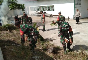 Jelang Nataru Koramil Kota Bangun Lakukan Karya Bakti