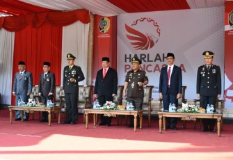 Forkopimda saat upacara Hari Kelahiran Pancasila di halaman Pemkab Tulungagung